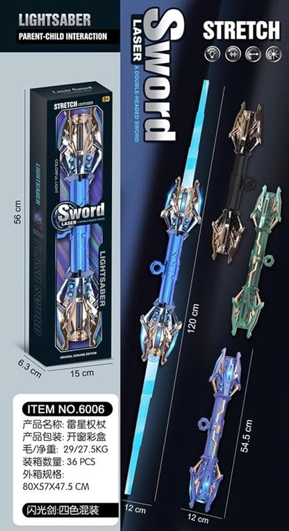Light Up Laser Sword – Double-Headed Extendable Lightsaber Toy with Sound & LED Effects