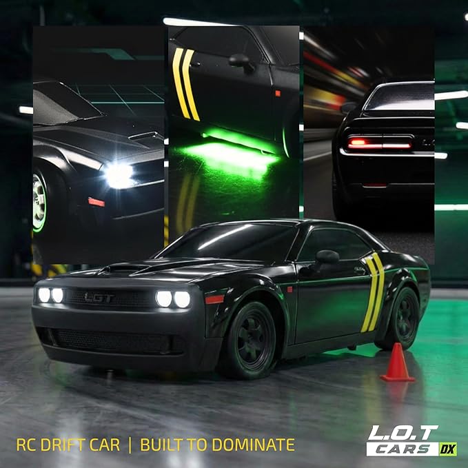 Shadow RC Drift Car 4WD – 20KM/H 2.4GHz Remote Control Racing Car with LED Lights (Tarmac Black)