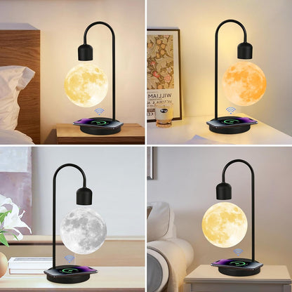 Floating Moon Lamp with Wireless Charger – Magnetic Levitating LED Night Light (3 Colors)