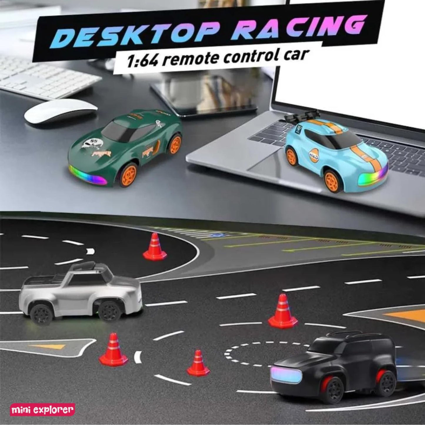 MiniExplorer Punto 1:64 RC Drift Car – Rechargeable Remote Control Car with Drift & Grip Modes