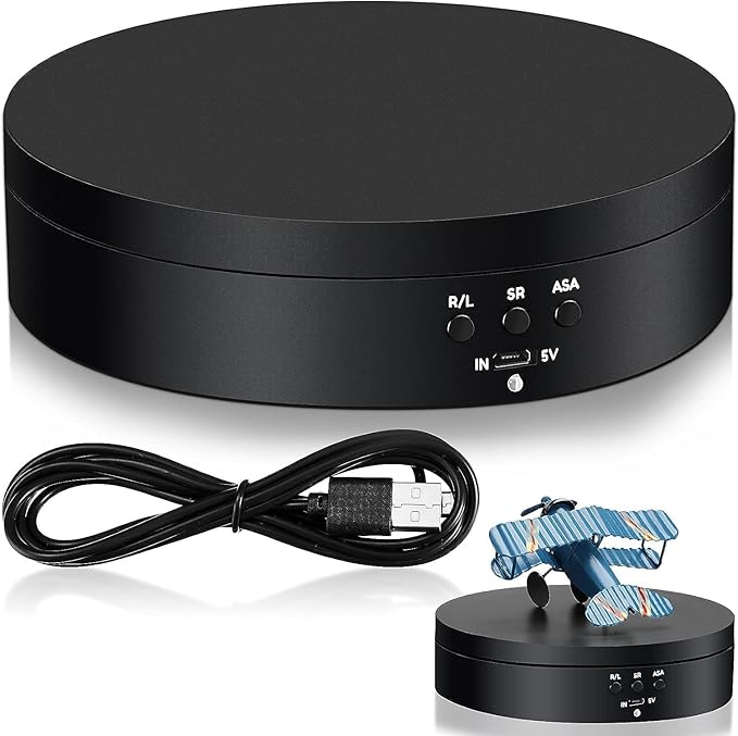 24x7 eMall 360° Electric Rotating Display Stand – 8 Inch Motorized Turntable for Photography & Collectibles