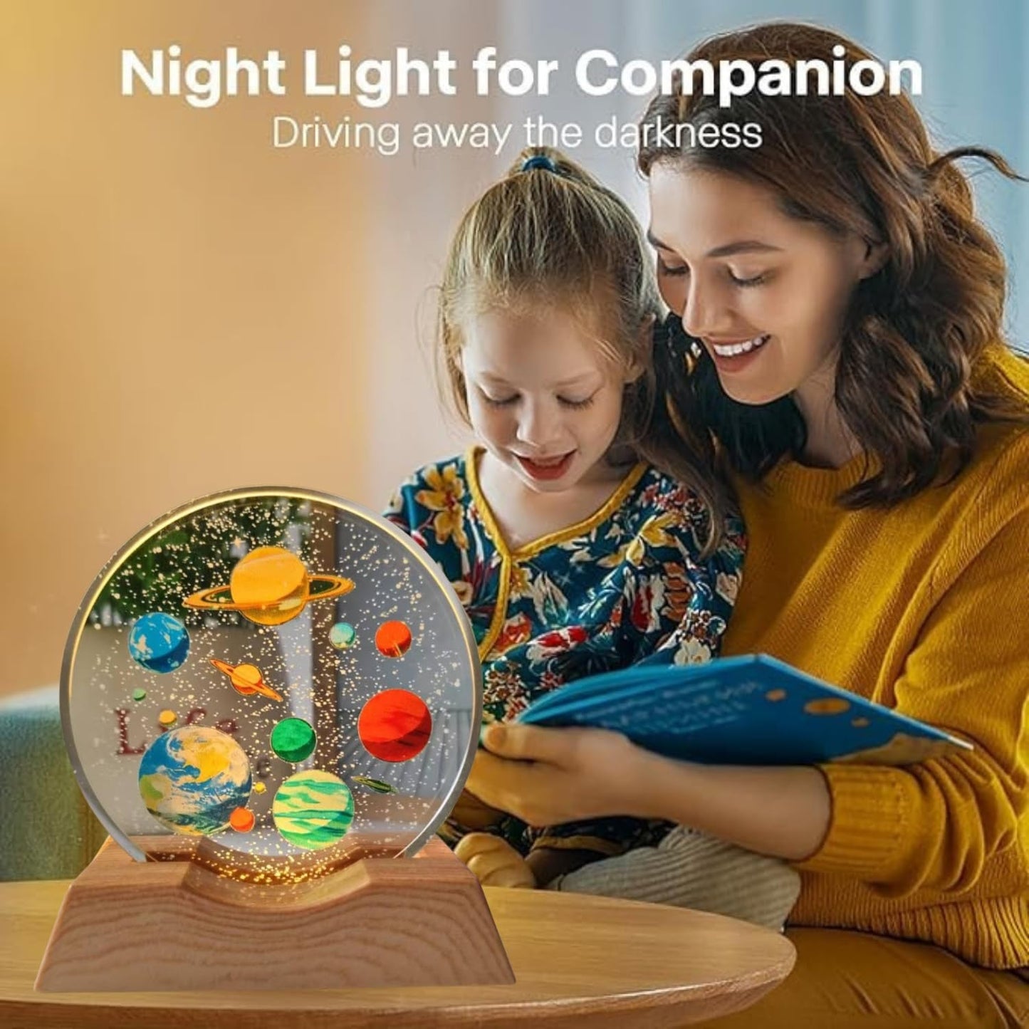 One94Store 3D Planet Acrylic LED Night Light – Warm White Decorative Table Lamp for Home & Bedroom