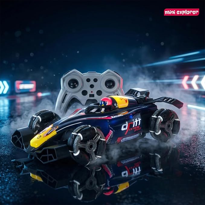 MiniExplorer RC 1:14 Formula F1 Drift Car – 4x4 Gesture & Remote Control Racing Car with Smoke, Lights & Music