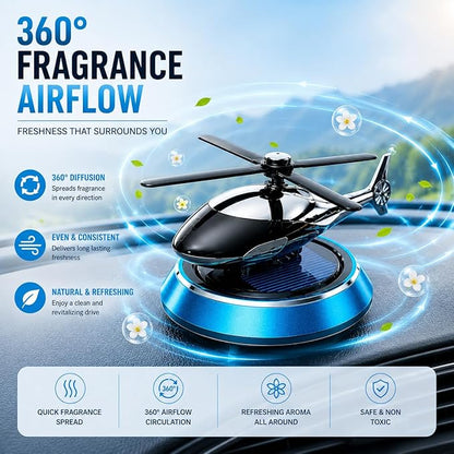 Solar-Powered Helicopter Car Dashboard Air Freshener – Rotating Blades Aromatherapy Perfume Diffuser