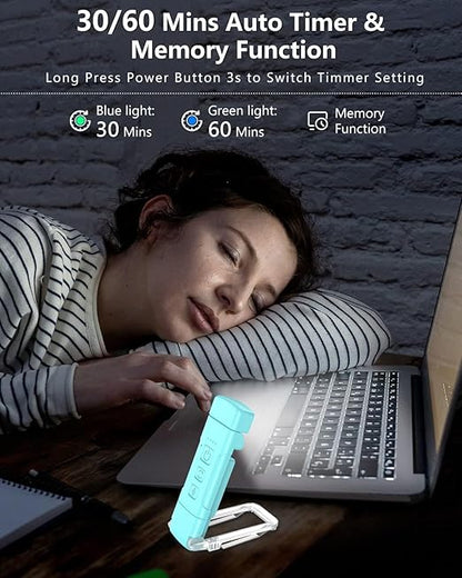 USB Rechargeable Book Light for Reading in Bed – Clip-On LED Lamp with 3 Amber Colors & 5 Brightness Dimmable, Lightweight & Long Lasting 80 Hours Battery Life
