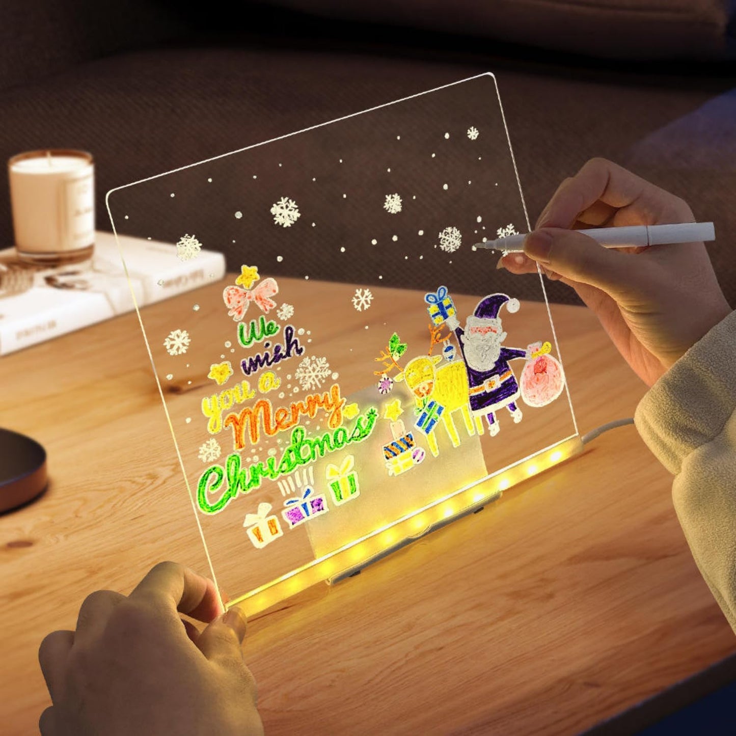 3D Acrylic LED Writing Board with Pen & Light – Personalized Desk Lamp Home & Office Decor Items, Valentine Gift for Girlfriend, Personalized Led Board