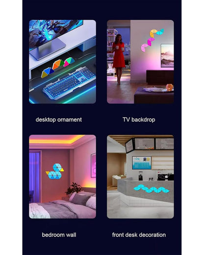Smart RGBIC Triangular LED Wall Light Panels (Pack of 6) – App Control, Music Sync & 16 Million Colors