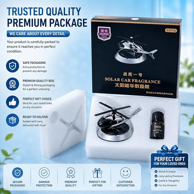 Solar-Powered Helicopter Car Dashboard Air Freshener – Rotating Blades Aromatherapy Perfume Diffuser