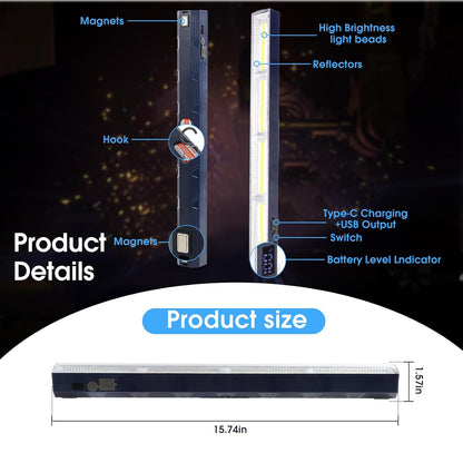 LETOUR Magnetic LED Light Bar – 4000 Lumens Rechargeable 40cm Portable Work Light with 7500mAh Battery