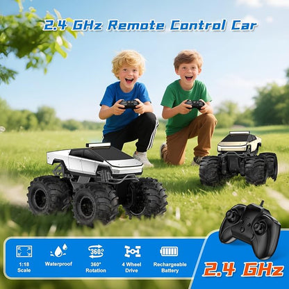 Dafotil 1:18 Cyber Truck RC Car – 2.4GHz 4WD Waterproof Amphibious All-Terrain Monster Truck