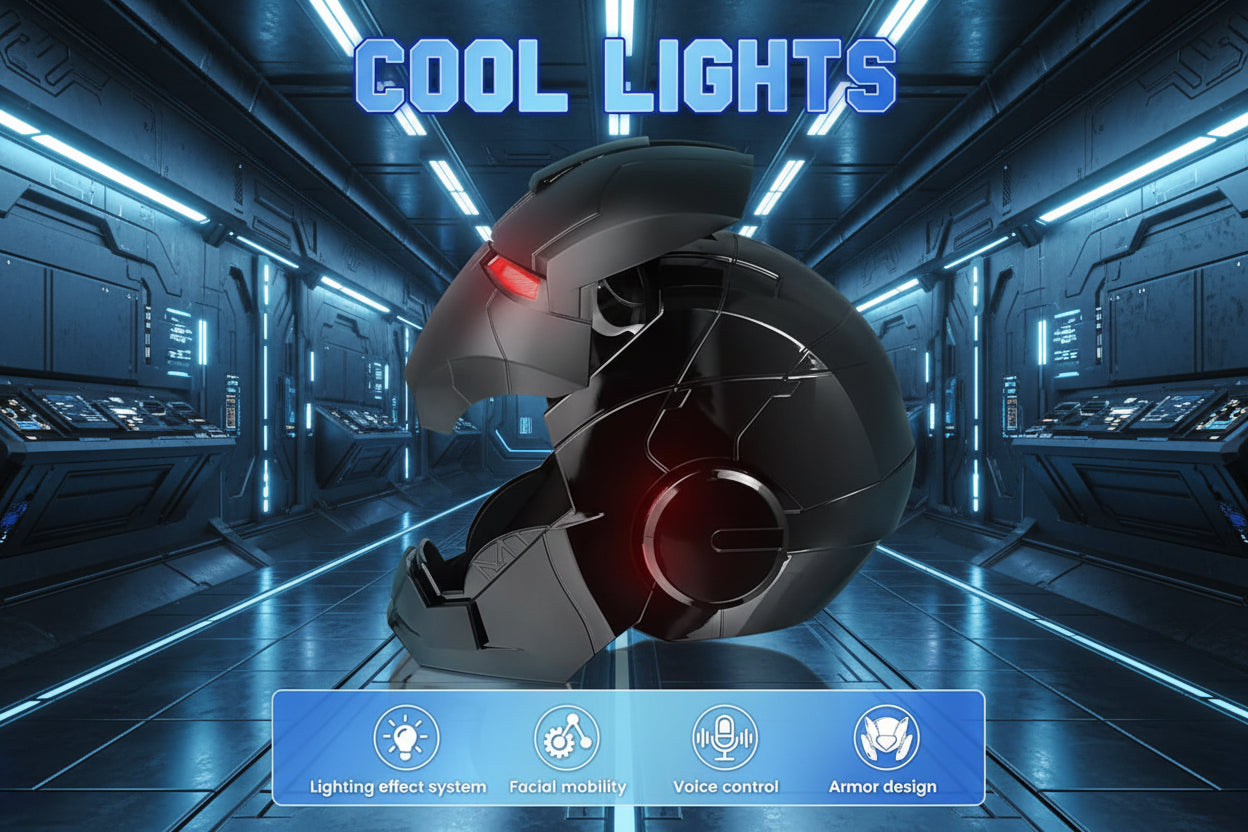Iron Man Hero MK5 Black Edition Helmet – 1:1 Wearable Collectible with Voice, Touch & Remote Control, LED Eyes & Sound Effects
