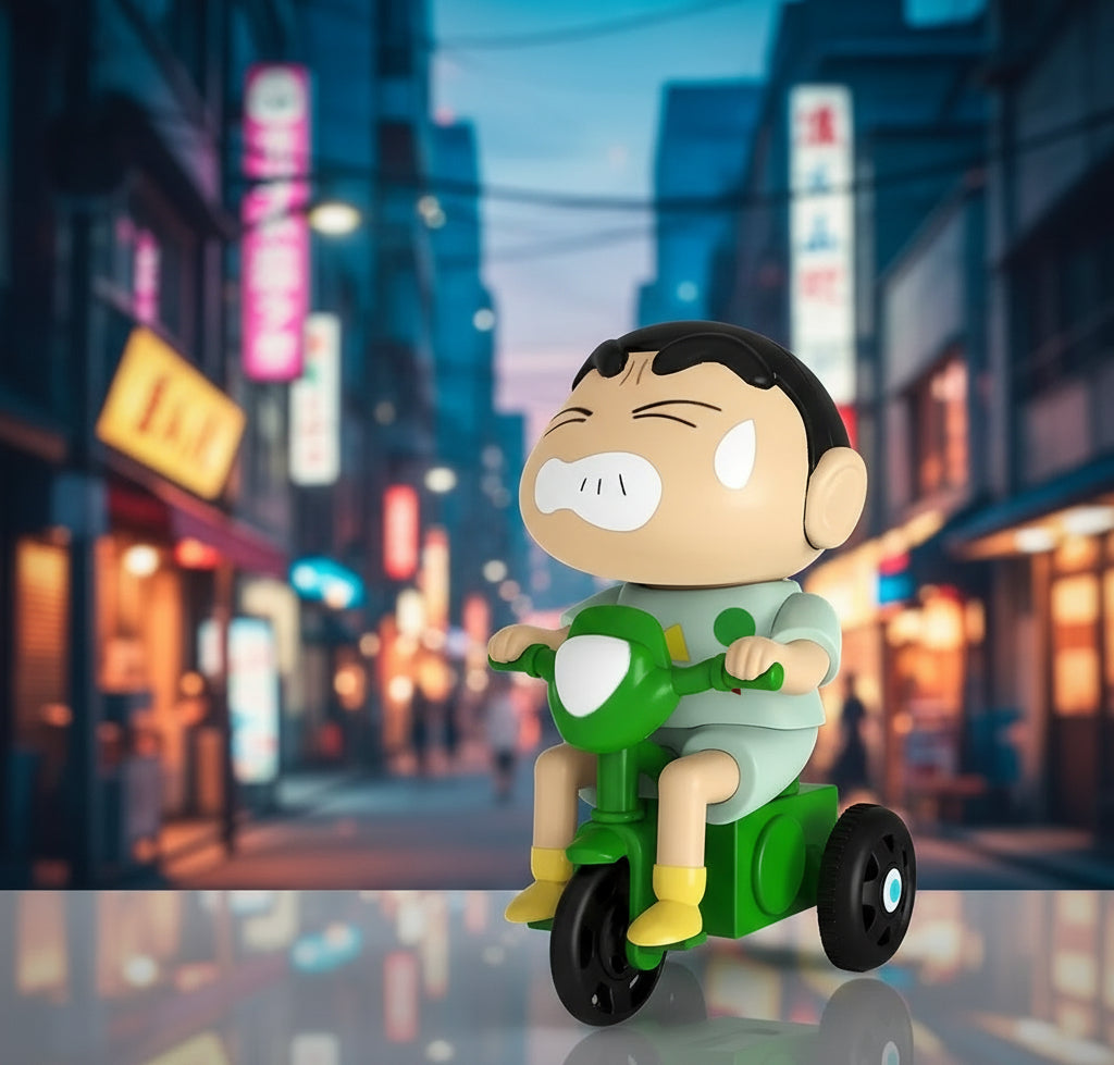 Shinchan Riding Bicycle Collectible Figure – Cute Anime Display Toy