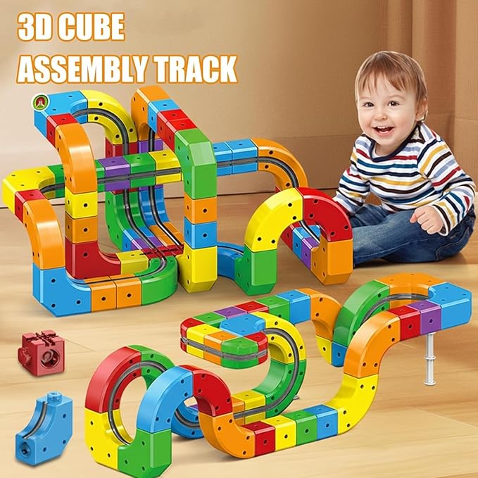 OPINA DIY Cube Track Magic Rail Train Set – 81-Piece Educational Building Track Toy for Kids