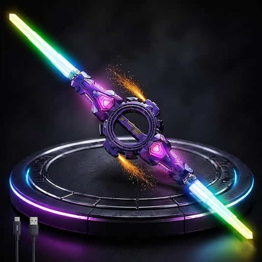 Retractable Spark Sword – Double-Edged LED Light Sword with FX Sound & Telescopic Design