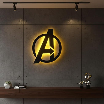 Decor NITI Superhero Backlit Logo Wall Art with RGB LED Lights & Remote – Black Matte Gaming Room Wall Decor