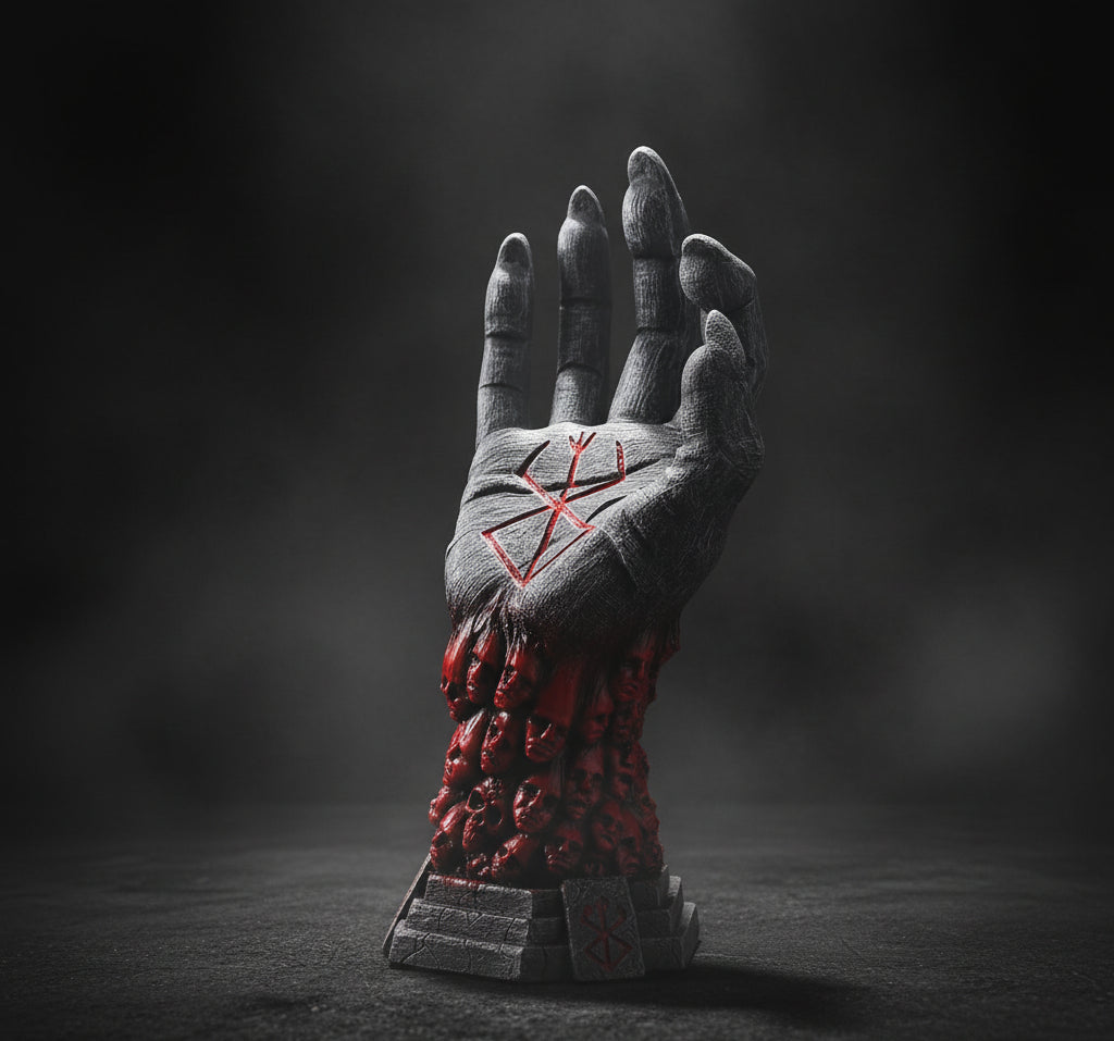 Berserk "Hand of God" Behelit Egg King Necklace Sculpture – Premium Resin Desk Decor Collectible Figure | Dark Fantasy Display Statue
