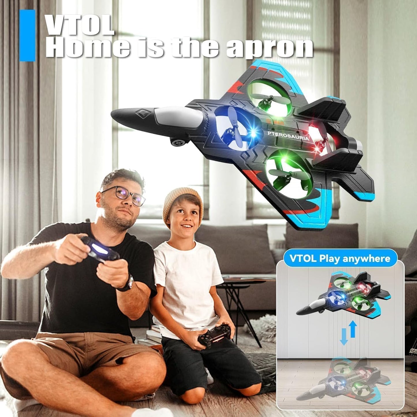 RC Fighter Plane Toy – 2.4GHz Remote-Controlled Jet with LED Lights & 360° Hovering
