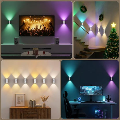 MERTTURM Motion Sensor LED Night Light (2-Pack) – Rechargeable Magnetic RGBW Wall Lamp with 10 Colors