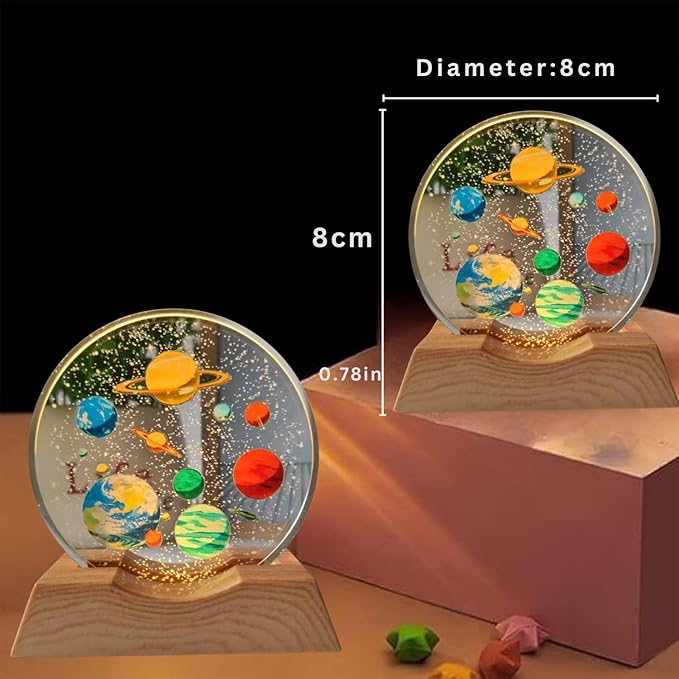 One94Store 3D Planet Acrylic LED Night Light – Warm White Decorative Table Lamp for Home & Bedroom