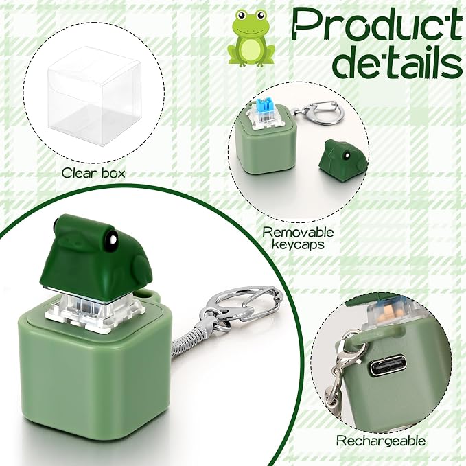 Croaking Frog Keychain – Rechargeable Light & Sound Fidget Toy with LED Effects