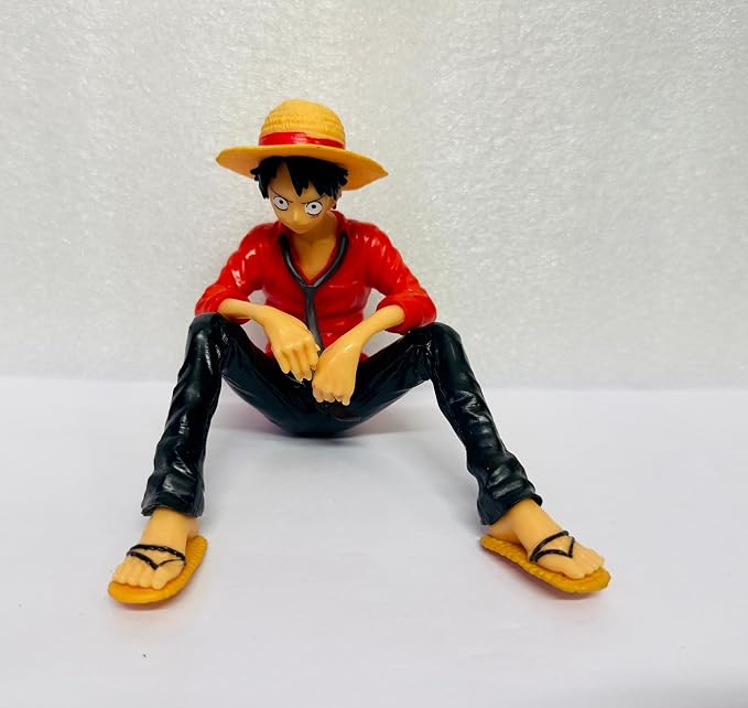 AUTO MT Red Monkey D. Luffy Sitting Figure – One Piece Car Dashboard & Desk Decor Showpiece