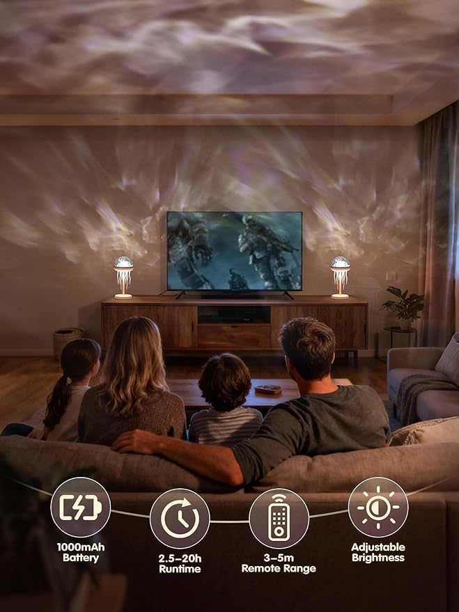 Jellyfish Projection Night Lamp – Dimmable LED Ambient Table Light with Remote Control