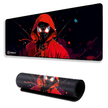 Red Hoodie Spider Gaming Mouse Pad – 58.5 × 28cm Large Desk Mat | 2mm Thick Non-Slip Rubber Base, Stitched Edges & Smooth Washable Surface