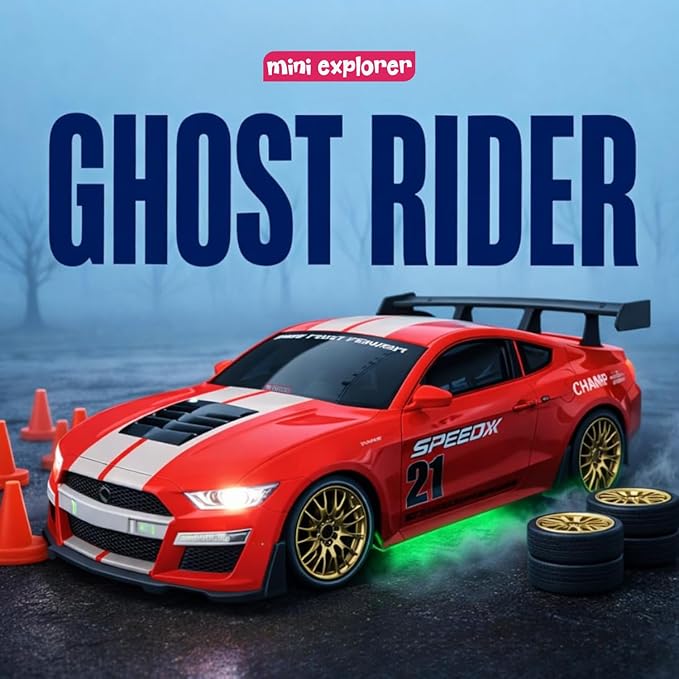 MiniExplorer Ghost RC Drift Car 1:24 Scale 4WD – 20KM/H High-Speed Remote Control Racing Car with LED Lights