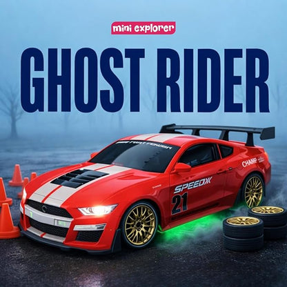 MiniExplorer Ghost RC Drift Car 1:24 Scale 4WD – 20KM/H High-Speed Remote Control Racing Car with LED Lights