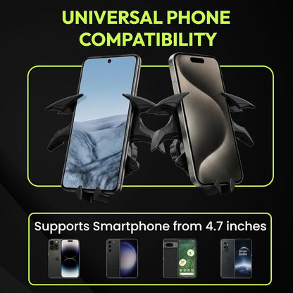 Questsole Universal Car Mobile Holder – 360° Rotating Air Vent Phone Mount with Strong Grip & Futuristic Bat-Wing Design (Jet Black)