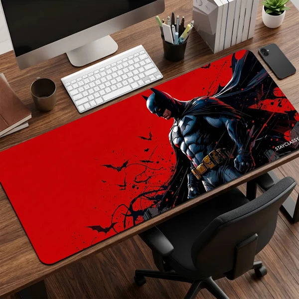 Red Batman Desk Mat – Premium Gaming Mouse Pad & Desk Pad | Non-Slip Base for Gaming, Office & Study