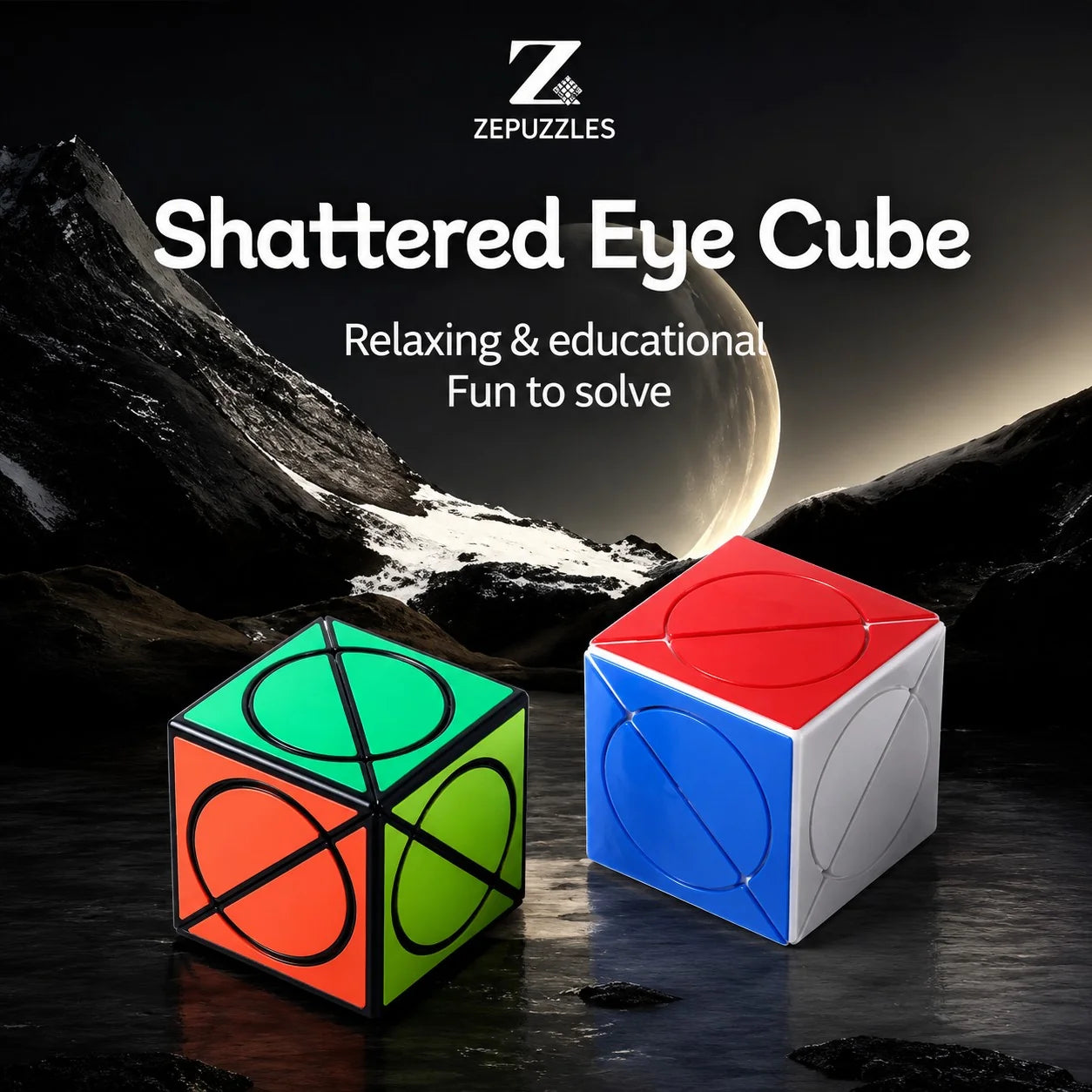 ZePuzzles Shattered Eye Cube – Jacob Keener 3×3 Shape Mod Puzzle Cube | Unique Collectible Magic Cube