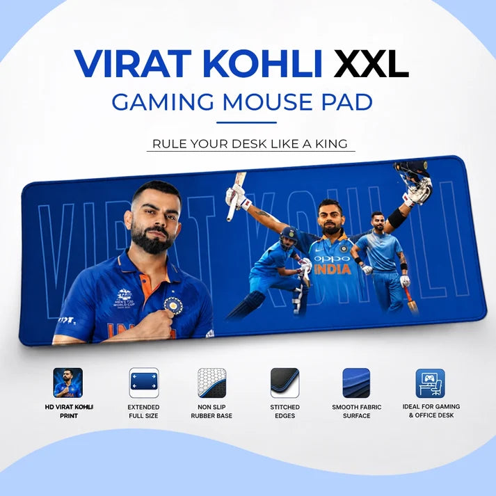 Virat Kohli XXL Gaming Mouse Pad – Large Extended Keyboard & Mouse Desk Mat | Premium Cricket-Themed Mousepad for Gaming, Office & Study