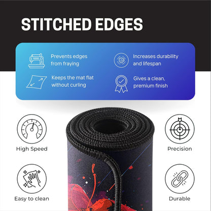 Red Hoodie Spider Gaming Mouse Pad – 58.5 × 28cm Large Desk Mat | 2mm Thick Non-Slip Rubber Base, Stitched Edges & Smooth Washable Surface