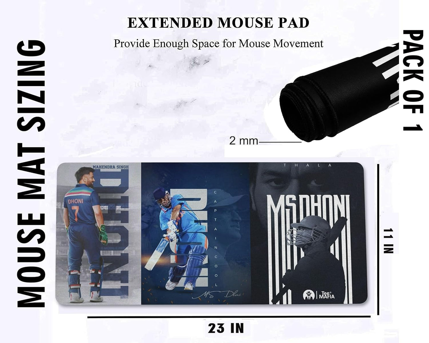 Indian Cricketer Captain Cool Mouse Mat – MS Dhoni Printed XXL Extended Gaming Mouse Pad | 23 × 11 Inch Anti-Skid Rubber Base