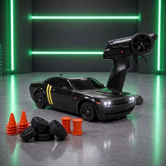 Shadow RC Drift Car 4WD – 20KM/H 2.4GHz Remote Control Racing Car with LED Lights (Tarmac Black)