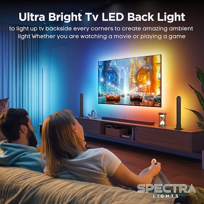 HDMI Sync Box with LED Bar – Smart TV Backlight Kit for 75–85 Inch TVs with App & Voice Control