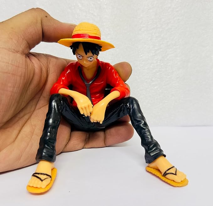 AUTO MT Red Monkey D. Luffy Sitting Figure – One Piece Car Dashboard & Desk Decor Showpiece