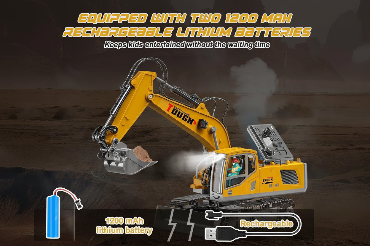 RC Metal Excavator 13-Channel – Alloy Construction Vehicle with 680° Rotation