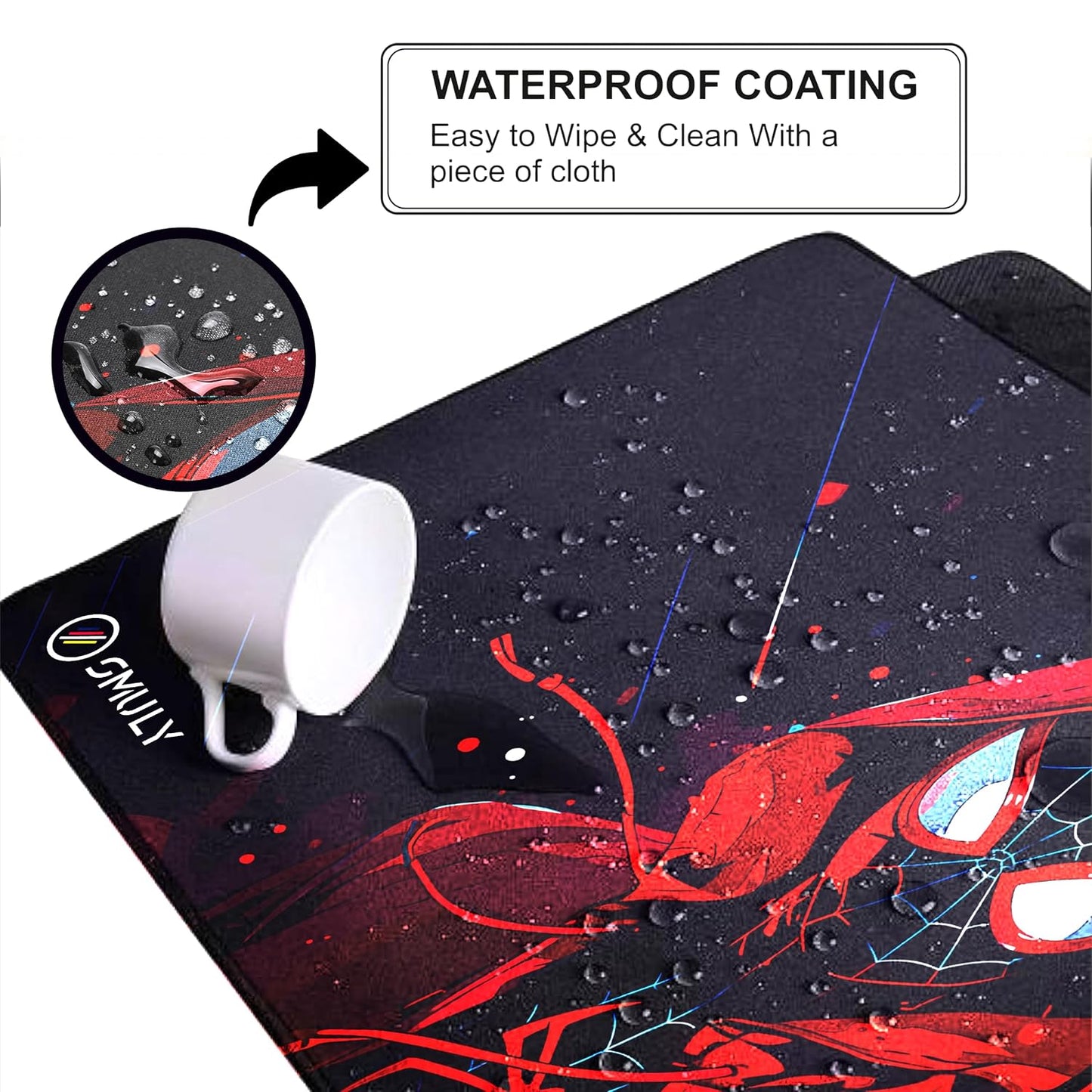 Red Hoodie Spider Gaming Mouse Pad – 58.5 × 28cm Large Desk Mat | 2mm Thick Non-Slip Rubber Base, Stitched Edges & Smooth Washable Surface