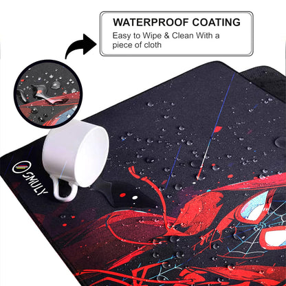 Red Hoodie Spider Gaming Mouse Pad – 58.5 × 28cm Large Desk Mat | 2mm Thick Non-Slip Rubber Base, Stitched Edges & Smooth Washable Surface