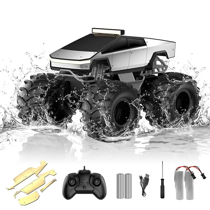 Dafotil 1:18 Cyber Truck RC Car – 2.4GHz 4WD Waterproof Amphibious All-Terrain Monster Truck