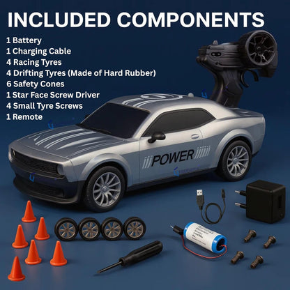 GRAPHENE 1:24 RC Drift Car – 4WD 20 km/h Remote Control Racing Car with LED Lights