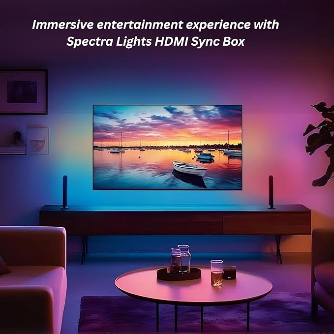 HDMI Sync Box with LED Bar – Smart TV Backlight Kit for 75–85 Inch TVs with App & Voice Control