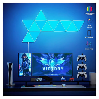 Smart RGBIC Triangular LED Wall Light Panels (Pack of 6) – App Control, Music Sync & 16 Million Colors