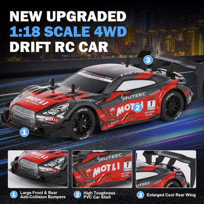 Free RC 1:14 Scale 4x4 Drift Car – High-Speed Remote Control Racing Car with Dual Batteries & LED Lights
