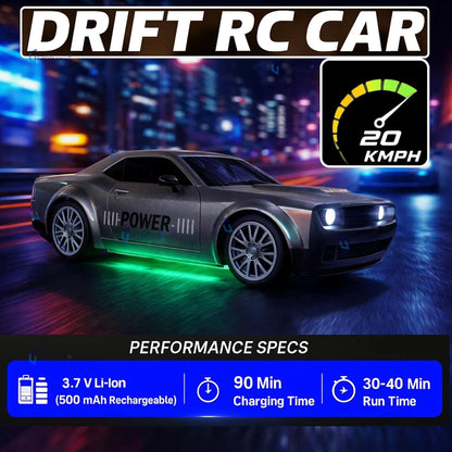 GRAPHENE 1:24 RC Drift Car – 4WD 20 km/h Remote Control Racing Car with LED Lights