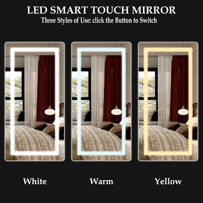 Creative Arts n Frames LED Wall Mirror – 18×36 Inch HD Full-Length Mirror with 3 Color Light Modes