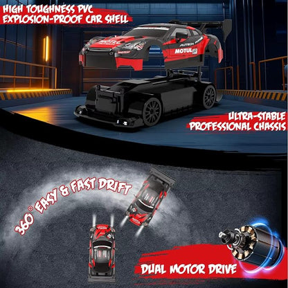DWH 1:24 RC Drift Car – 20 KM/H 4WD High-Speed Remote Control Racing Car with LED Lights
