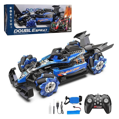 1:12 Double Formula RC Racing Car – Mecanum Wheel Drift Car with Spray Effects, Lights & Music